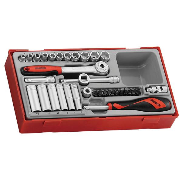 35Pc 1/4In Dr. Socket & Accessory Set 4-13Mm | Tool Tray Sets - 1/4 Inch Drive-Hand Tools-Tool Factory