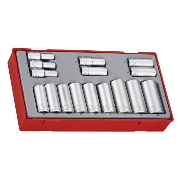 16Pc 3/8In Dr. Deep Socket Set 7-22Mm | Tool Tray Sets - 3/8 Inch Drive-Hand Tools-Tool Factory