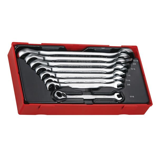 8Pc Reversible Ratchet Roe Spanner Set 5/16-3/4In | Tool Tray Sets - Imperial-Hand Tools-Tool Factory