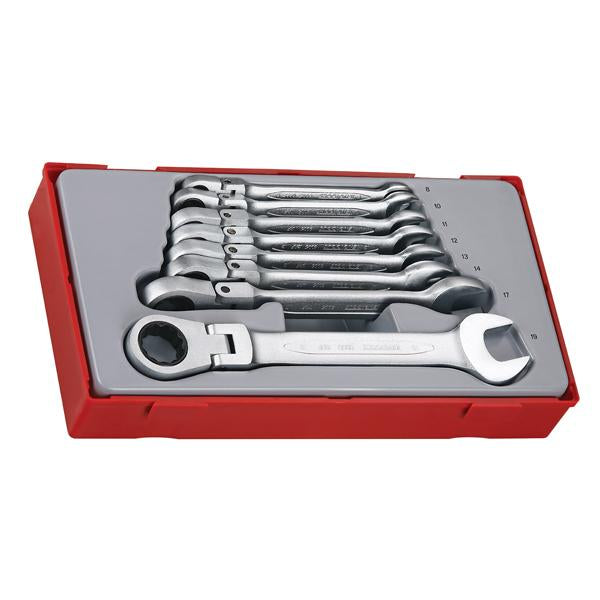 8Pc Flex-Head Ratchet Roe Spanner Set 8-19Mm | Tool Tray Sets - Metric-Hand Tools-Tool Factory