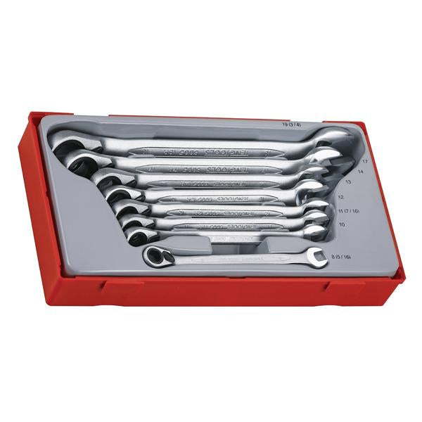 8Pc Reversible Ratchet Roe Spanner Set 8-19Mm | Tool Tray Sets - Metric-Hand Tools-Tool Factory