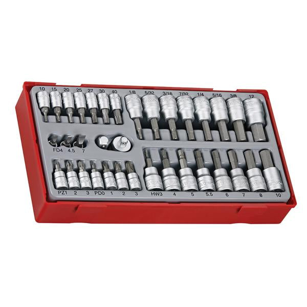 35Pc 1/4 & 3/8In Dr. Bits Socket Set | Tool Tray Sets - Combo Drive-Hand Tools-Tool Factory