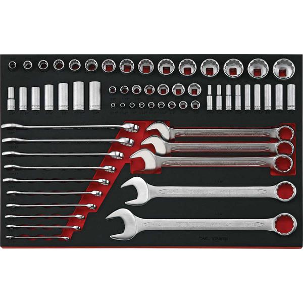 62Pc Af Socket (1/4-3/8-1/2In) & R+O Spanner Set | Tool Tray Sets-Hand Tools-Tool Factory