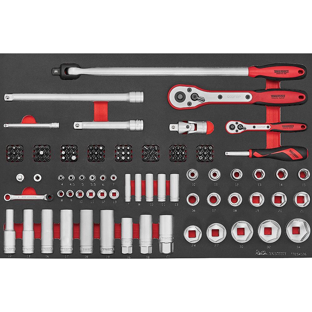 Teng Socket Set 1/4" & 1/2" Dr 126Pcs | Tool Tray Sets-Hand Tools-Tool Factory