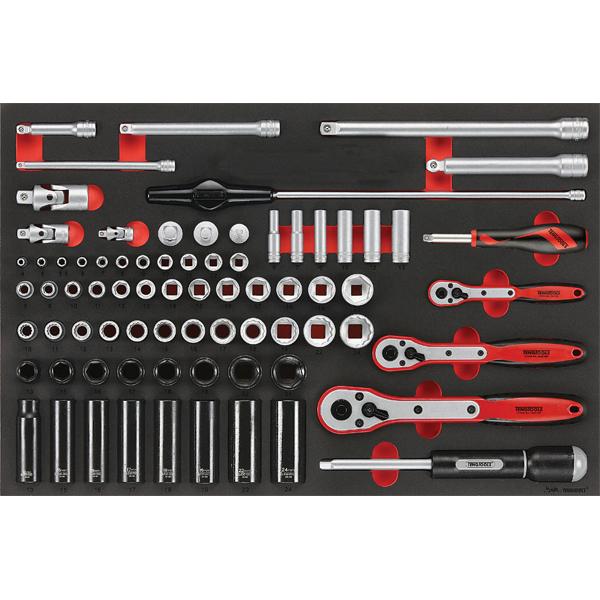 77Pc 1/4In, 3/8In & 1/2In Dr. Skt. & Accessory Set | Tool Tray Sets-Hand Tools-Tool Factory