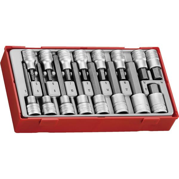 Teng 16Pc 1/2In Dr. Hex Bit Skt Set - Tc-Tray | Tool Tray Sets - 1/2 Inch Drive-Hand Tools-Tool Factory