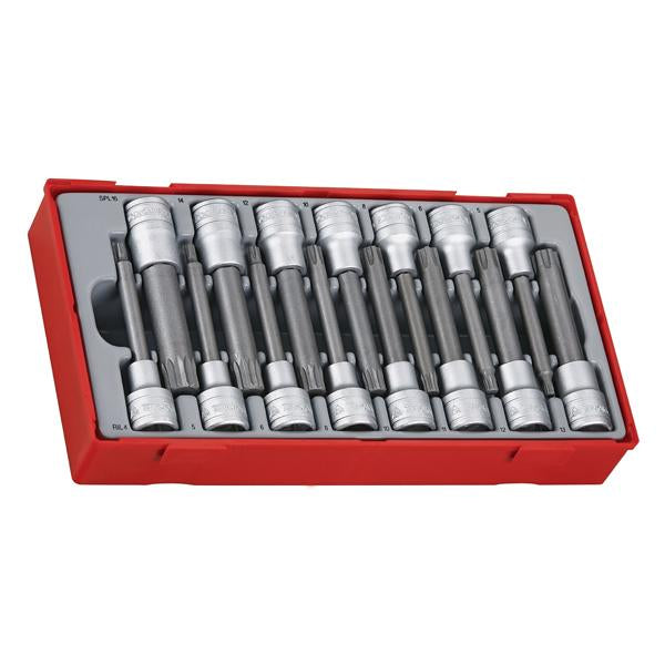 15Pc 1/2In Dr. 100Mm Ril/Spl Bits Socket Set | Tool Tray Sets - 1/2 Inch Drive-Hand Tools-Tool Factory
