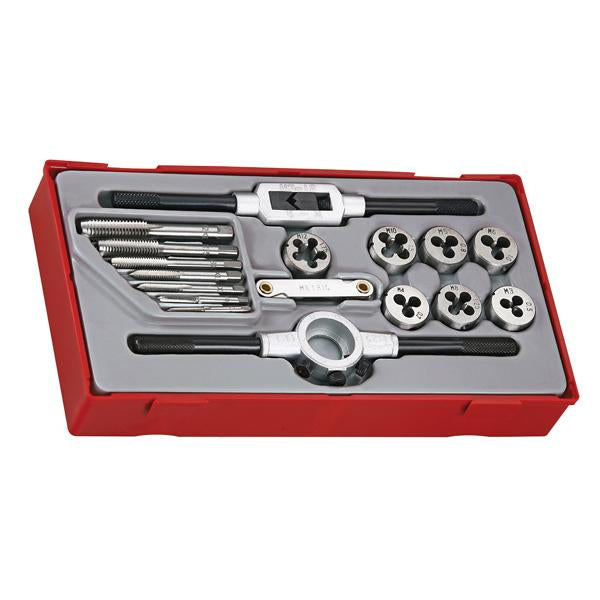 17Pc Metric Tap & Die Set | Tool Tray Sets-Hand Tools-Tool Factory