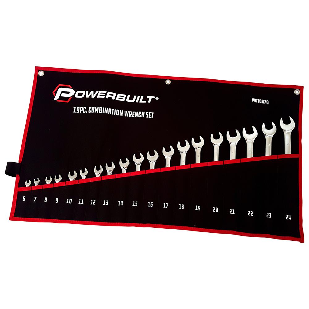 Powerbuilt 19pc Metric Ring and Open-End Spanner Set – mirror polished