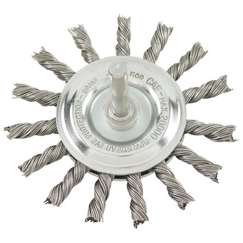 Jaz Wire Wheel Twist Knot 75mm x 0.5mm - 6mm Shank - Coated Steel (WHEW-9388)