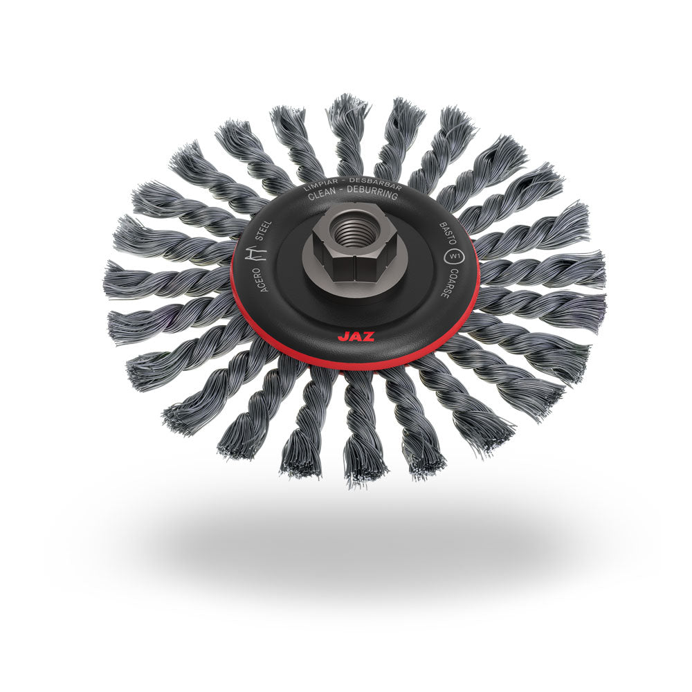 Jaz Wire Wheel Twist Knot 150mm x 10mm x 0.5mm - M14 x 2 - Grey Steel (WHEW-1514)